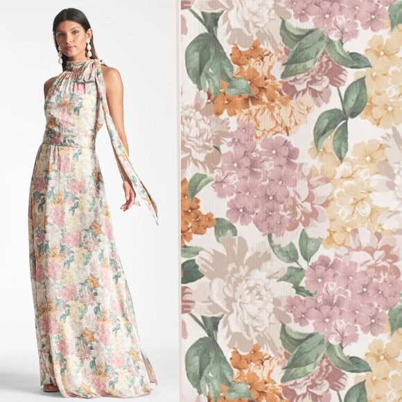Sachin + Babi Womens Size 4 Kayla Pink Green White Yellow Floral Maxi Gown Dress - Picture 1 of 5